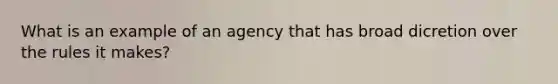 What is an example of an agency that has broad dicretion over the rules it makes?