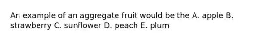 An example of an aggregate fruit would be the A. apple B. strawberry C. sunflower D. peach E. plum