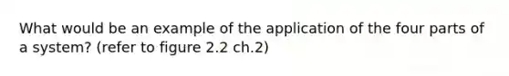 What would be an example of the application of the four parts of a system? (refer to figure 2.2 ch.2)