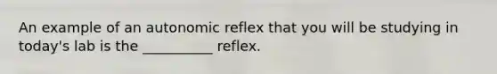 An example of an autonomic reflex that you will be studying in today's lab is the __________ reflex.