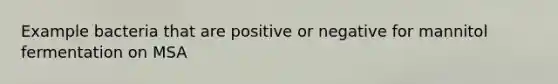 Example bacteria that are positive or negative for mannitol fermentation on MSA