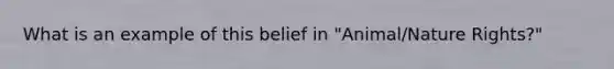 What is an example of this belief in "Animal/Nature Rights?"