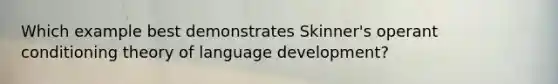 Which example best demonstrates Skinner's operant conditioning theory of language development?