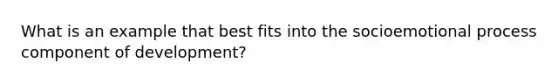 What is an example that best fits into the socioemotional process component of development?