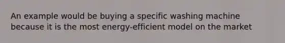 An example would be buying a specific washing machine because it is the most energy-efficient model on the market