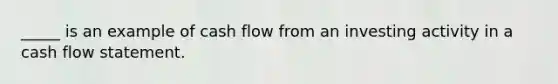 _____ is an example of cash flow from an investing activity in a cash flow statement.