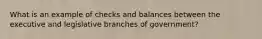 What is an example of checks and balances between the executive and legislative branches of government?