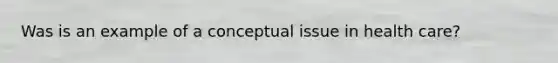 Was is an example of a conceptual issue in health care?