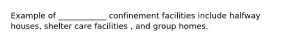 Example of ____________ confinement facilities include halfway houses, shelter care facilities , and group homes.