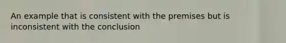 An example that is consistent with the premises but is inconsistent with the conclusion