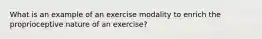 What is an example of an exercise modality to enrich the proprioceptive nature of an exercise?