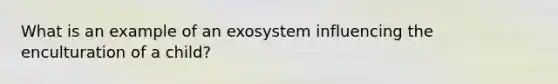 What is an example of an exosystem influencing the enculturation of a child?