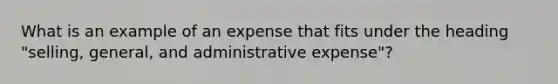 What is an example of an expense that fits under the heading "selling, general, and administrative expense"?