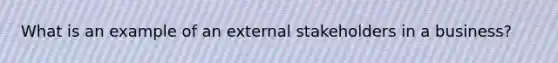 What is an example of an external stakeholders in a business?
