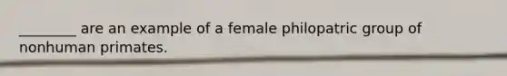 ________ are an example of a female philopatric group of nonhuman primates.