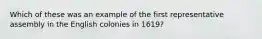 Which of these was an example of the first representative assembly in the English colonies in 1619?