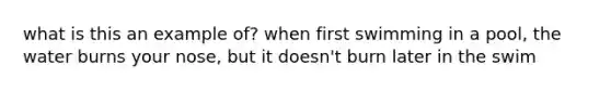 what is this an example of? when first swimming in a pool, the water burns your nose, but it doesn't burn later in the swim
