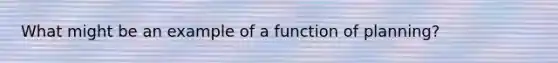 What might be an example of a function of planning?