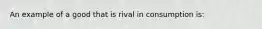 An example of a good that is rival in consumption​ is: