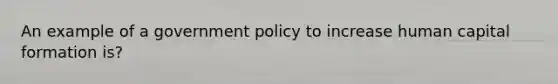 An example of a government policy to increase human capital formation is?