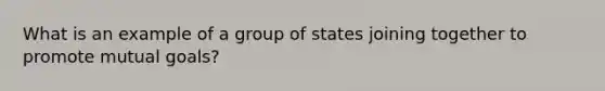 What is an example of a group of states joining together to promote mutual goals?