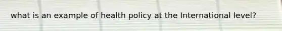 what is an example of health policy at the International level?