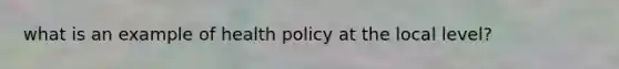 what is an example of health policy at the local level?