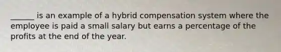 ______ is an example of a hybrid compensation system where the employee is paid a small salary but earns a percentage of the profits at the end of the year.