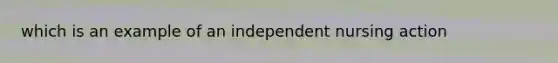 which is an example of an independent nursing action