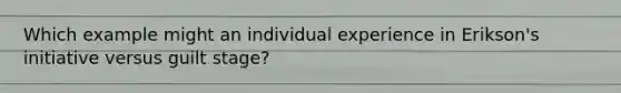 Which example might an individual experience in Erikson's initiative versus guilt stage?