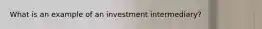 What is an example of an investment intermediary?