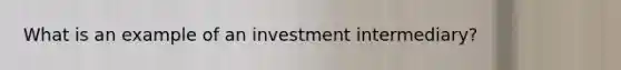 What is an example of an investment intermediary?