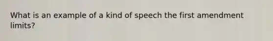 What is an example of a kind of speech the first amendment limits?