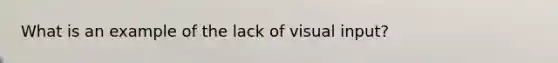 What is an example of the lack of visual input?