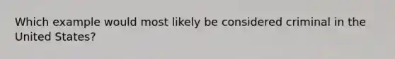 Which example would most likely be considered criminal in the United States?