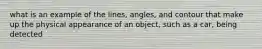 what is an example of the lines, angles, and contour that make up the physical appearance of an object, such as a car, being detected