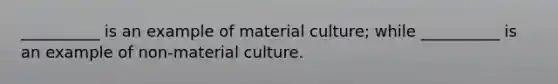 __________ is an example of material culture; while __________ is an example of non-material culture.