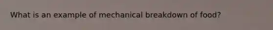 What is an example of mechanical breakdown of food?