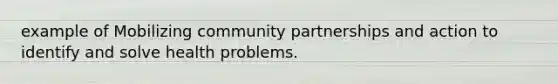 example of Mobilizing community partnerships and action to identify and solve health problems.