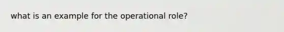 what is an example for the operational role?