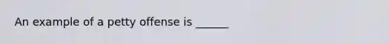 An example of a petty offense is ______