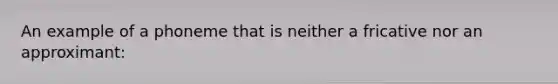 An example of a phoneme that is neither a fricative nor an approximant: