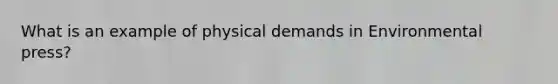 What is an example of physical demands in Environmental press?