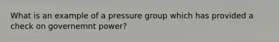 What is an example of a pressure group which has provided a check on governemnt power?