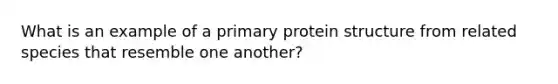 What is an example of a primary protein structure from related species that resemble one another?