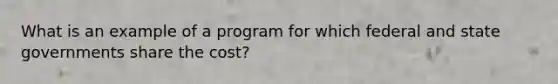 What is an example of a program for which federal and state governments share the cost?