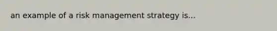 an example of a risk management strategy is...