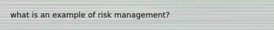 what is an example of risk management?