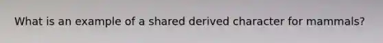 What is an example of a shared derived character for mammals?