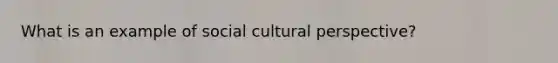 What is an example of social cultural perspective?